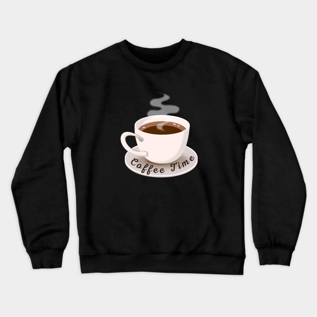 Cup Of Coffee Time Crewneck Sweatshirt by Illustradise